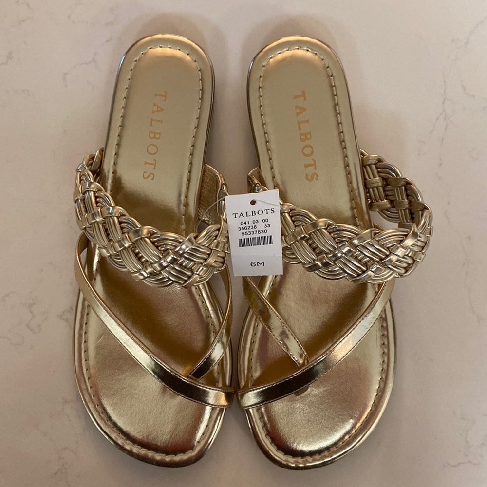 Talbots Gold Braid Metallic Sandals
